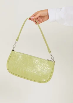 Roma Lime Croc Print Shoulder Bag