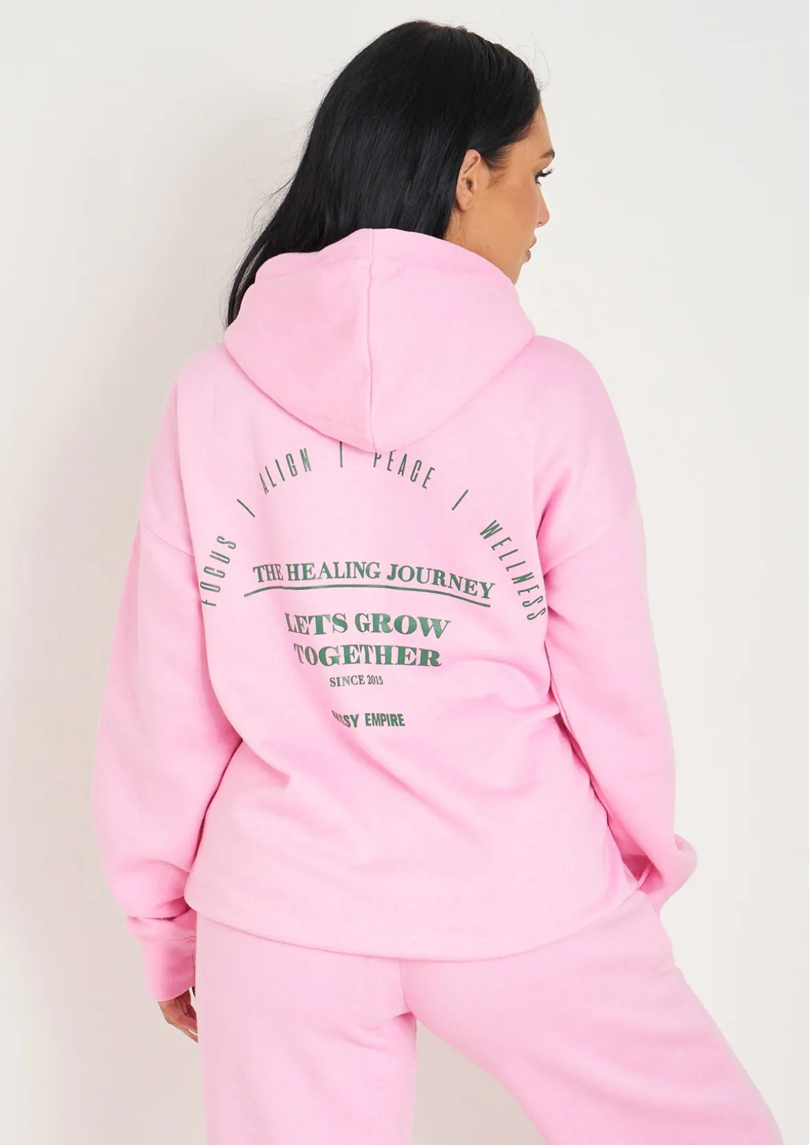 Serena Baby Pink Printed Oversized Hoodie