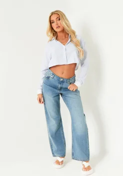 Sienna Blue Crop Stripe Shirt