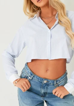 Sienna Blue Crop Stripe Shirt