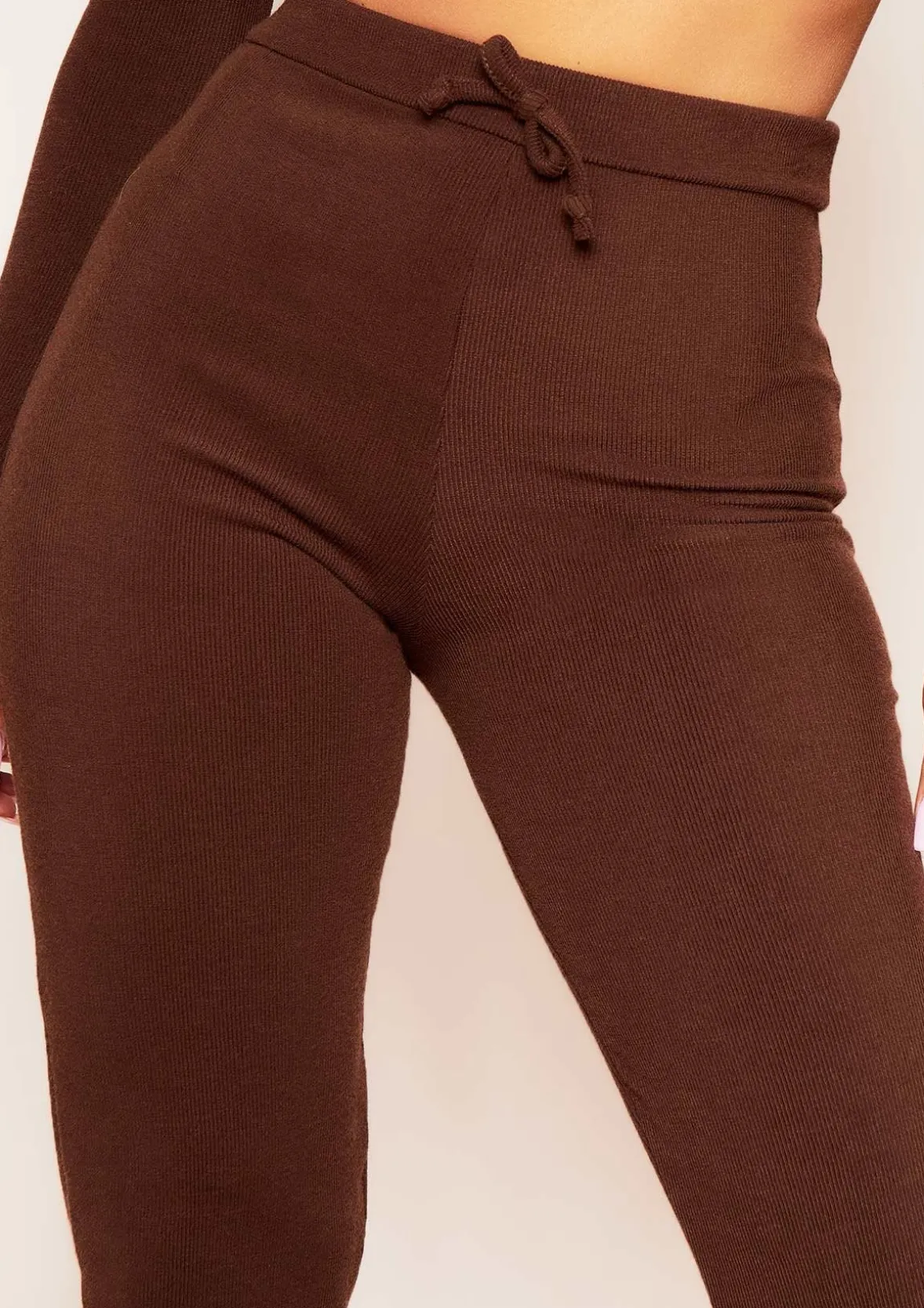 Sophie Chocolate Soft Ribbed Drawstring Joggers