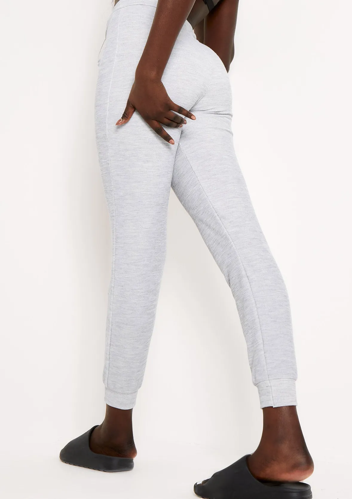 Sophie Grey Soft Ribbed Drawstring Joggers