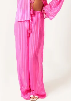 Sophie Pink Sheer Stripe Beach Cover Up Trouser