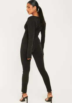Stacey Black Glitter Square Neck Jumpsuit
