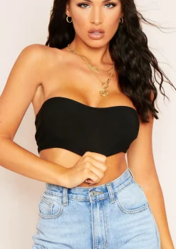 Stella Black Bandeau Crop Top