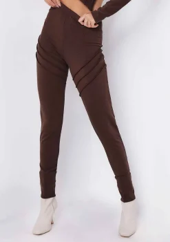 Syd Chocolate Ribbed Panel Leggings
