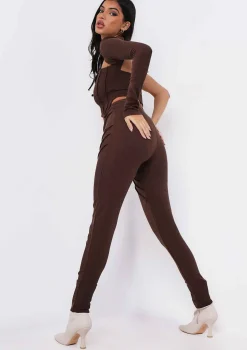 Syd Chocolate Ribbed Panel Leggings
