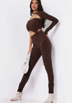 Syd Chocolate Ribbed Panel Leggings