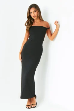 Talia Black Twist Back Slinky Maxi Dress
