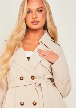 Teagan Beige Short Trench Coat
