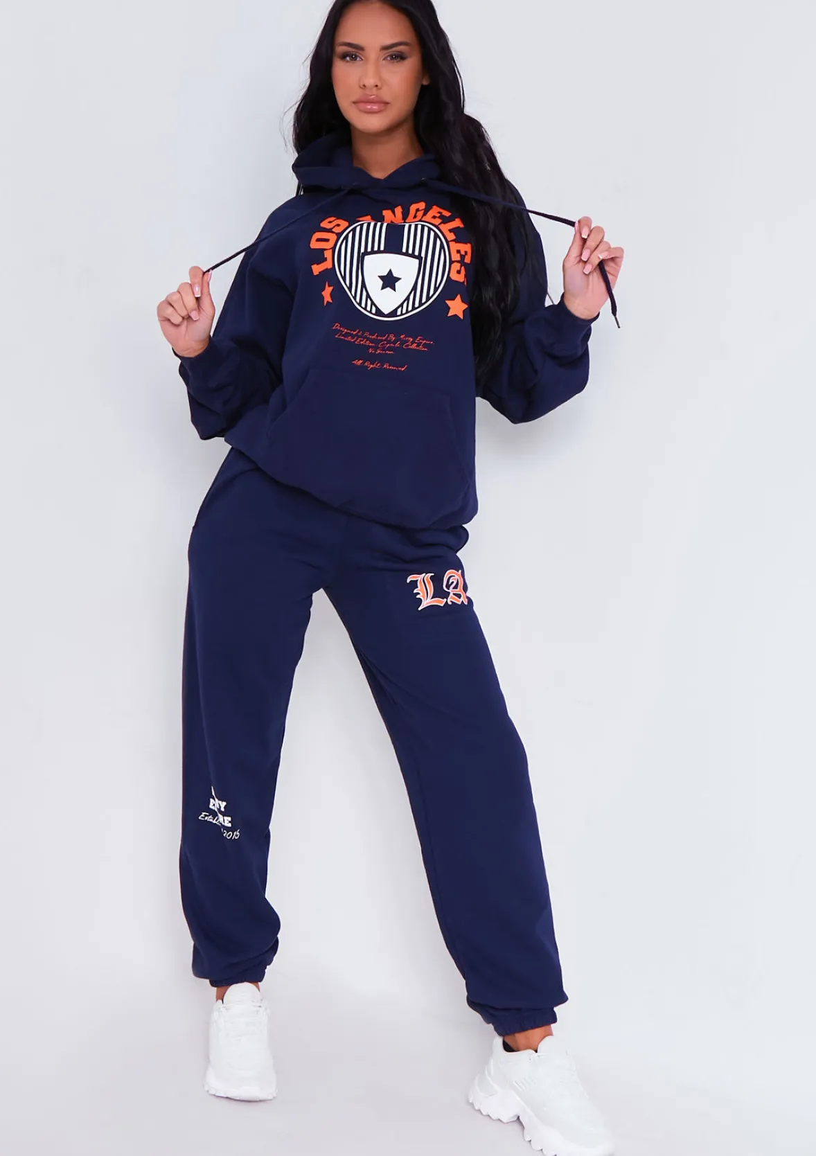 Teyana Navy Los Angeles Varsity Slogan Joggers