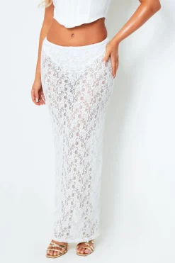 Thalia White Lace Maxi Skirt