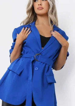 Tia Royal Blue Oversized Belted Blazer