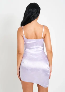 Tinsley Lilac High Shoulder Jacquard Satin Mini Dress