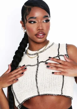 Valeria Beige Knit Crop Top