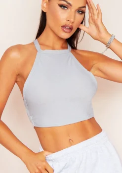 Vanessa Grey Cross Back Crop Top