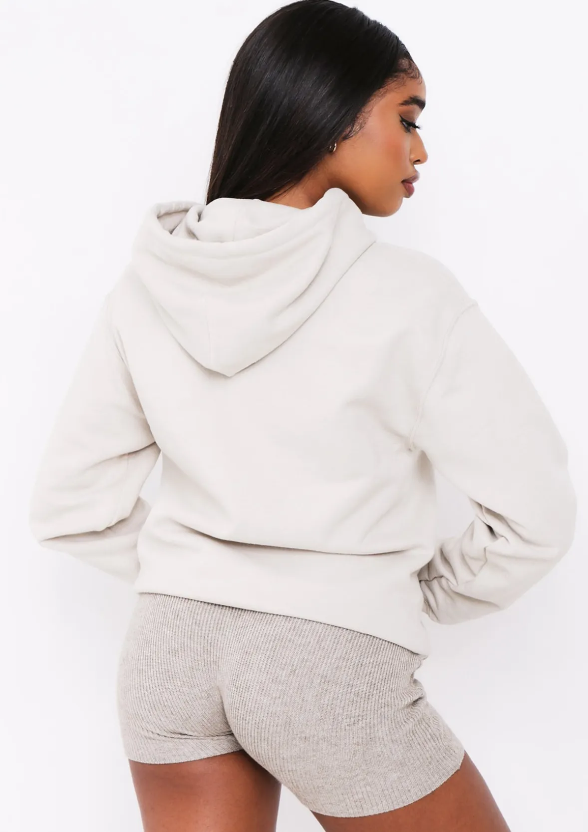 Vickie Beige Oversized Drawstring Hoodie