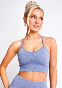 Vienna Blue Acid Wash Seamless Active Sports Bra