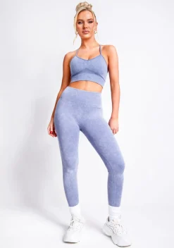 Vienna Blue Acid Wash Seamless Active Sports Bra