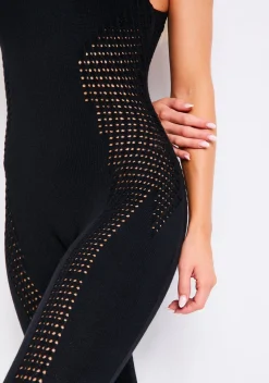 Zahra Black Contour Effect Knit Jumpsuit