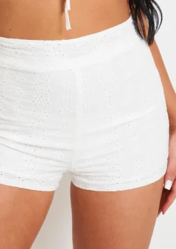 Zaria White Broidery Matching Shorts