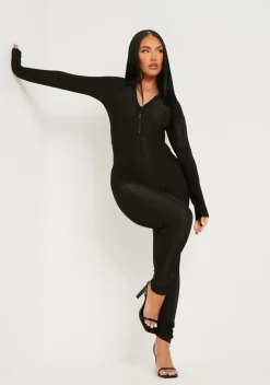 Zora Black Disco Zip Front Jumpsuit