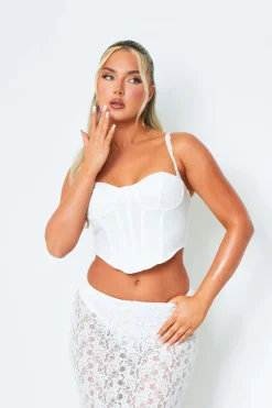 Zoya White Lace Detail Corset Top